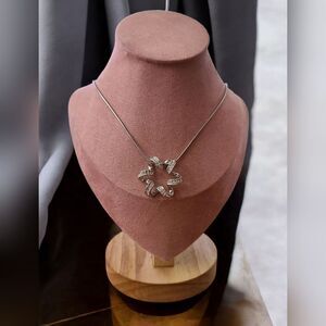 Bijou Silver Star Pendant Necklace Embellished With CZ Diamonds J1-D1